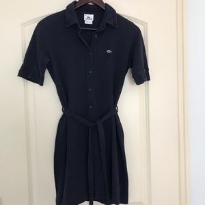 Lacoste blue polo dress tie front